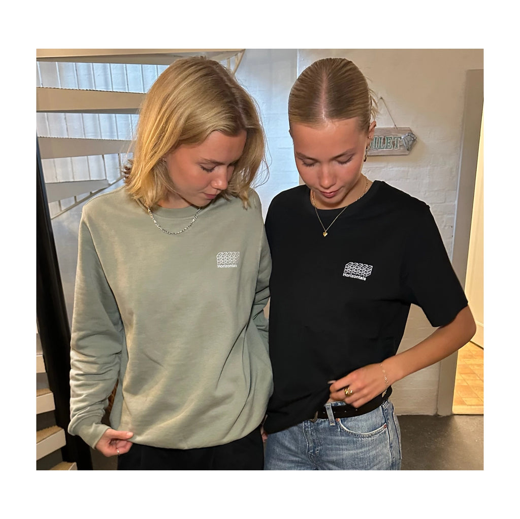 Grøn Sweatshirt i Økologisk Bomuld | Stilren | Horizontals