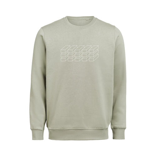 Grå sweatshirt i økologisk bomuld til dame og herre med grafisk design – høj kvalitet og god pasform