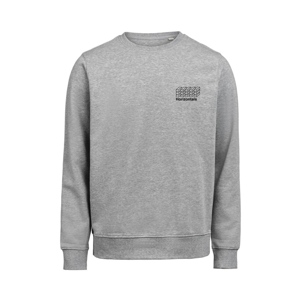 Grå sweatshirt i økologisk bomuld til dame og herre med minimalistisk logo design – høj kvalitet og god pasform