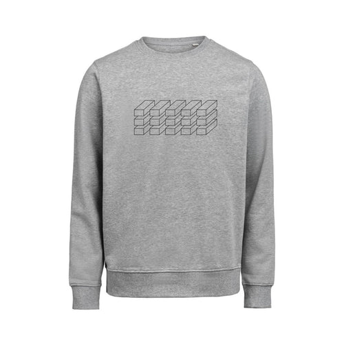Grå sweatshirt i økologisk bomuld til dame og herre med grafisk design – høj kvalitet og god pasform
