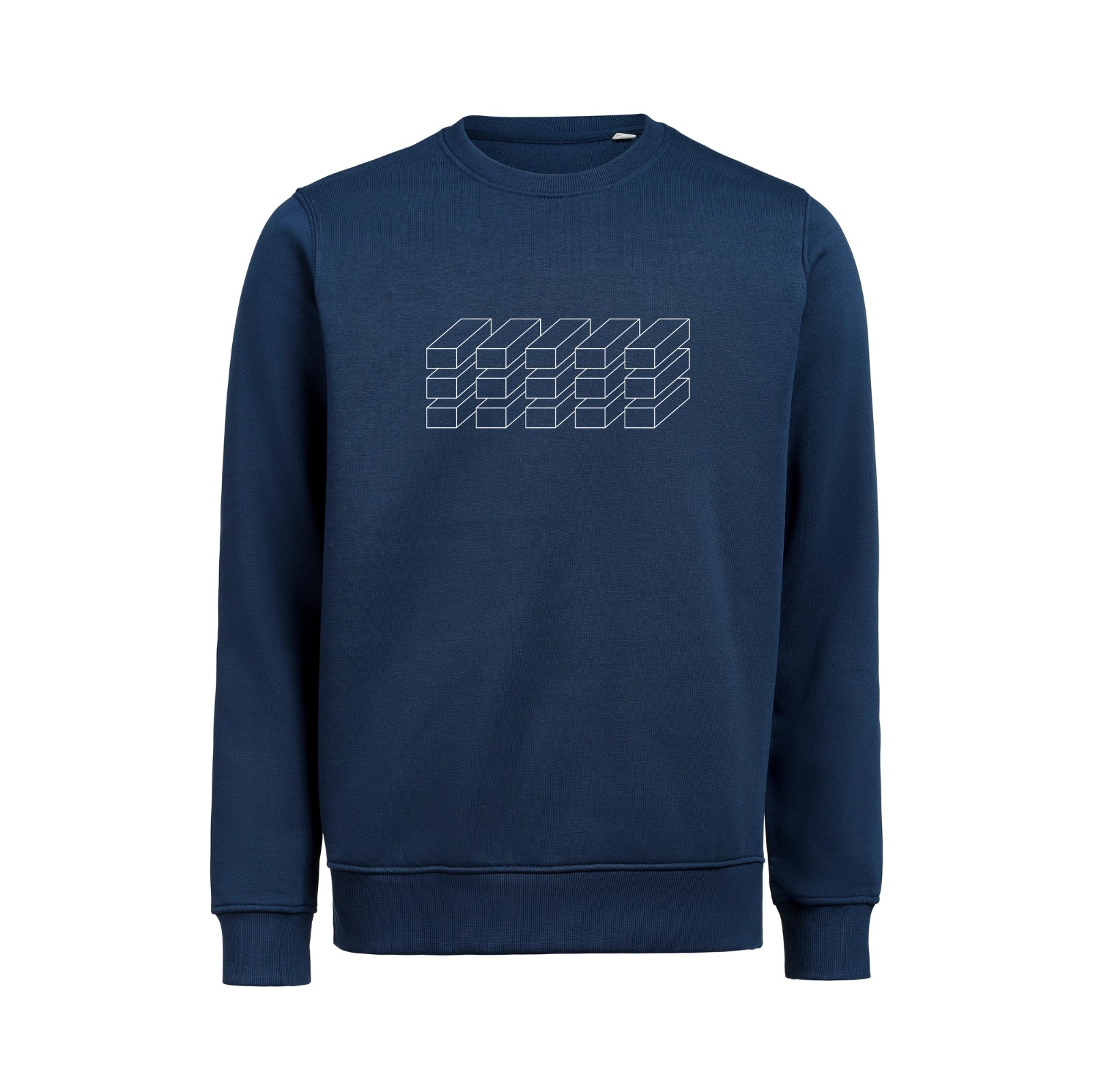 Navy blå sweatshirt i økologisk bomuld til dame og herre med minimalistisk design – høj kvalitet og god pasform