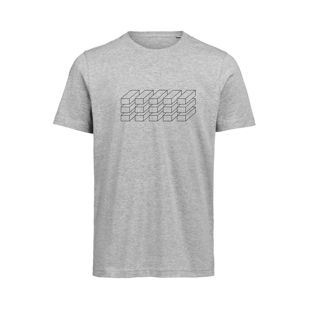 Grå t-shirt i økologisk bomuld til dame og herre med minimalistisk design – høj kvalitet og god pasform