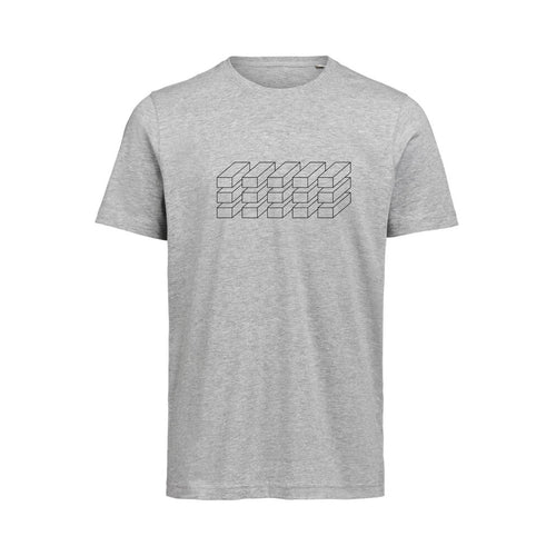 Grå t-shirt i økologisk bomuld til dame og herre med minimalistisk design – høj kvalitet og god pasform