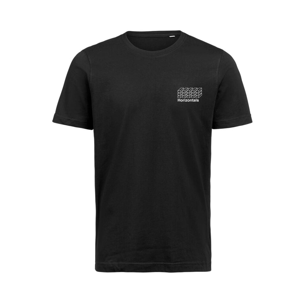 Sort t-shirt i 100% økologisk bomuld til dame og herre med minimalistisk logo design – høj kvalitet og god pasform
