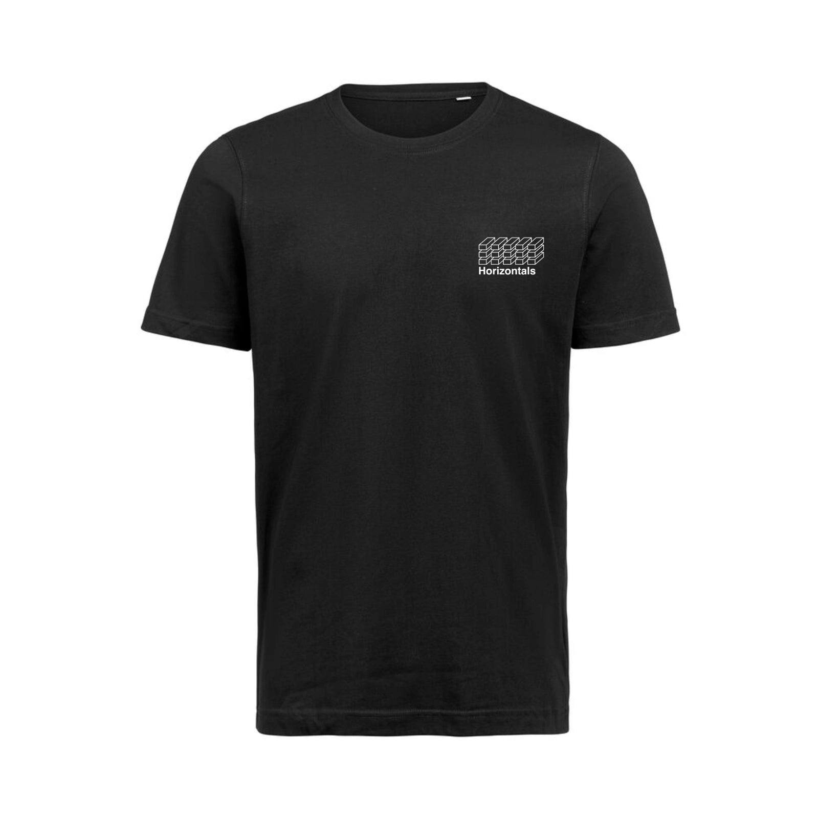 Sort t-shirt i 100% økologisk bomuld til dame og herre med minimalistisk logo design – høj kvalitet og god pasform